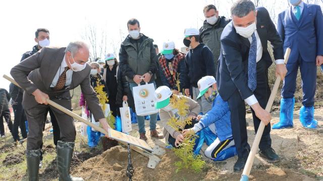 Düzcede 310 fidan toprakla buluşturuldu