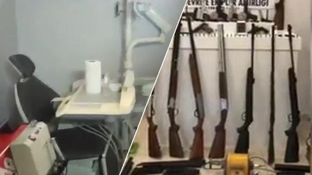Kaçak dişçiden çok sayıda silah çıktı