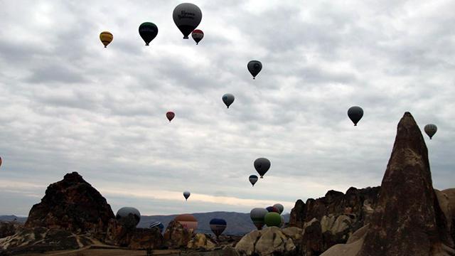 Kapadokyada balon turlarına "olumsuz hava" engeli