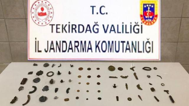 Tekirdağda tarihi eser niteliğinde 46 obje ve 16 sikke ele geçirildi