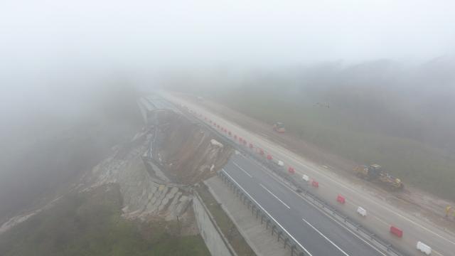 Çöken Batı Karadeniz bağlantı yolunda alternatif yol çalışması drone ile görüntülendi