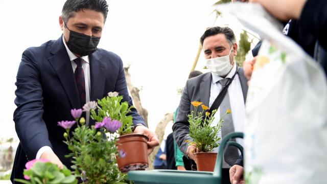 Aliağada balkonlar çiçek açtı