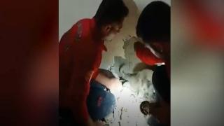 İki bina arasındaki boşluğa düşen köpek kurtarıldı