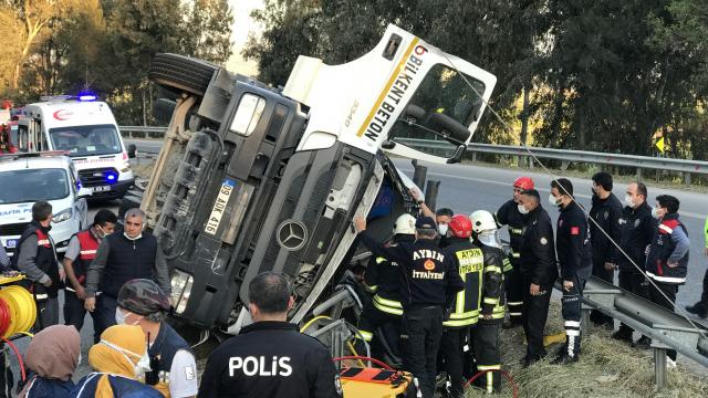 Aydında beton pompası devrildi: 1 ölü, 1 yaralı