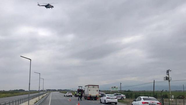 Manisada helikopterli trafik denetimi
