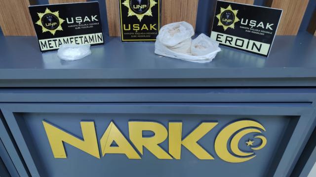 Uşakta şüphe üzerine durdurulan otomobilde 850 gram eroin ve 100 gram metanfetamin çıktı