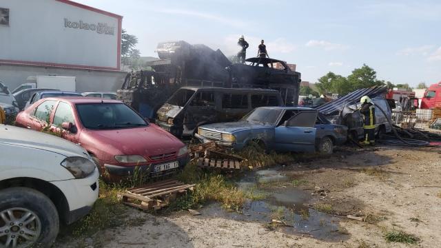 Denizlide yediemin otoparkında yangın çıktı