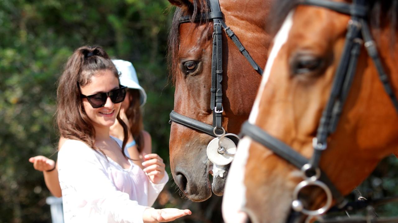 Tatilciler, atlı jandarma ekibiyle fotoğraf çektirmek istiyor