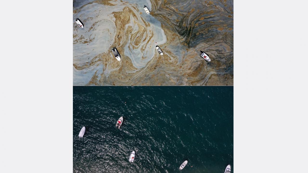 Fotoğrafta Balıkesir`in Erdek ilçesinde Ocaklar sahilindeki değişim görülüyor.