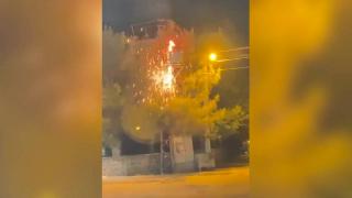 Elektrik trafosu bomba gibi patladı