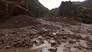 Sel ve heyelan Şenkaya-Göle kara yolunu ulaşıma kapattı