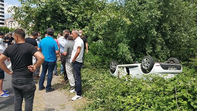 Sürücü adayının kullandığı araç takla attı