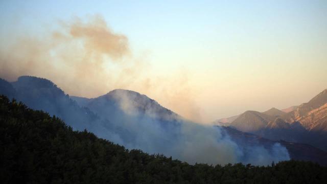 Mersindeki orman yangınlarına müdahale ediliyor