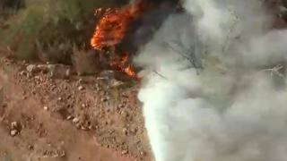 Alevlere yangın söndürme tüpüyle müdahale etti