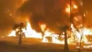 Irak'ta galeri yangını: En az 10 araç küle döndü