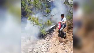 Makinistler treni durdurup orman yangınını söndürdü