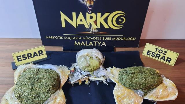 Malatyada 3 kilo 631 gram esrar ele geçirildi: 1 gözaltı
