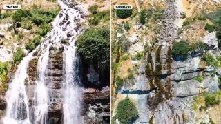 Yıllardır akan Uçarsu Şelalesi kurudu