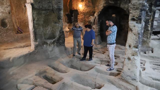 Aksaraydaki Aziz Mercurius yer altı şehrindeki mezarlar ilgi görüyor
