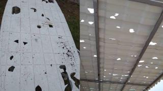 Edirne'yi dolu vurdu: Tente ve masayı deldi