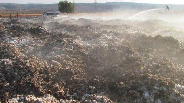 Gaziantepte tarla yangını: 90 tona yakın pamuk yandı