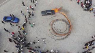 Drift gösterisi bir anda alevli gösteriye döndü