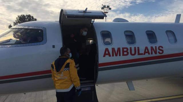 Ambulans helikopter kalp krizi geçiren hasta için havalandı