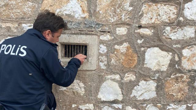 Hangarda mahsur kalan kediyi itfaiye kurtardı