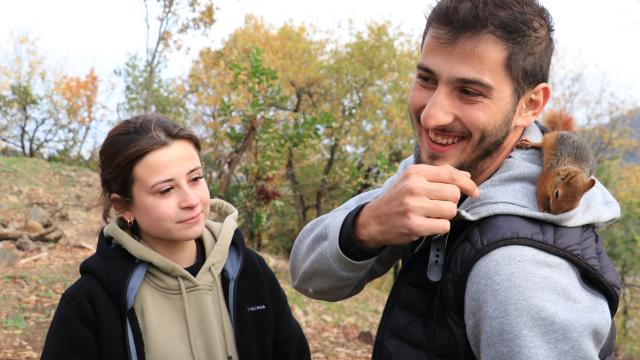 Kocaelide çiftin baktığı sevimli sincap doğal ortamına bırakılacak