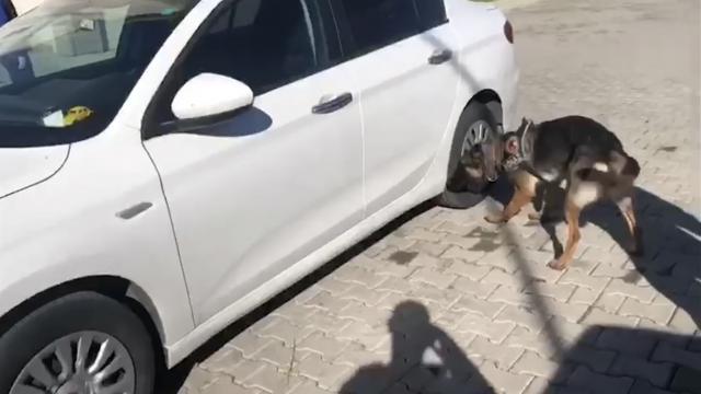 Otomobilin çamurluğunda uyuşturucu bulundu