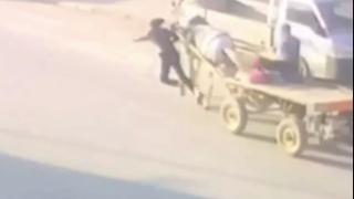 Karşıdan karşıya geçerken at çarptı