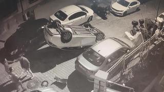 Çıkmaz sokakta kaza yaptı, kaçmaya çalışırken takla attı