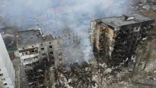 Borodyanka bölgesinde bombardıman sonucu meydana gelen yıkım
