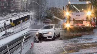 İstanbul'da kar yağışı sürücüleri zorladı