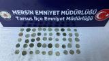 Mersin'de tarihi eser niteliği taşıyan 50 sikke ele geçirildi