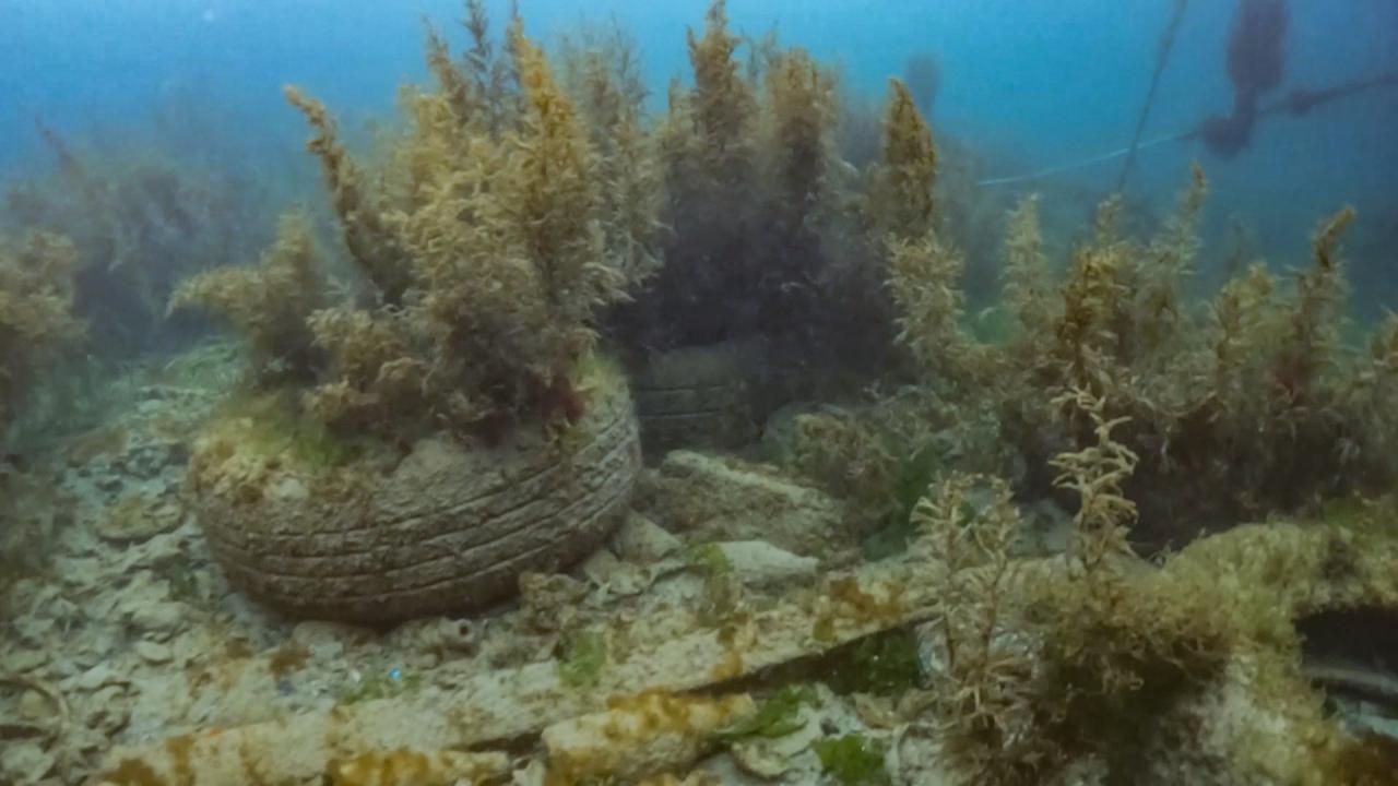 Su altında temizlik dron kamerasında