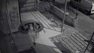 Trambolinli hırsızlık girişimi: Kilidi kıramayınca bölgeden uzaklaştı