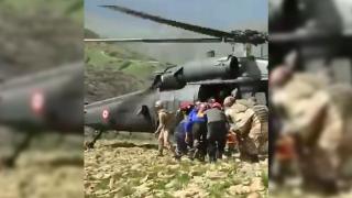 Dağlık alanda yaralanan kişi helikopterle hastaneye kaldırıldı