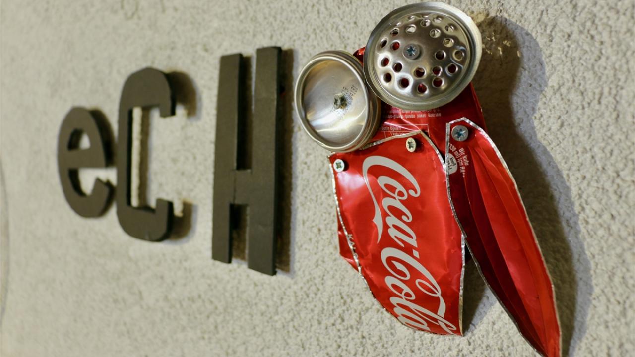 Metal içecek kutularından geri dönüşümle böcek figürleri yapıyor