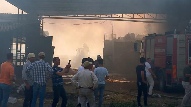 Manisada tarım işletmesinde çıkan yangına müdahale ediliyor