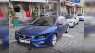 Park halindeki araçların farlarını çaldılar