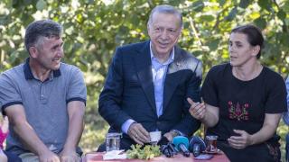 Cumhurbaşkanı Erdoğan fındık bahçesinde vatandaşlarla bir araya geldi