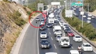 Emniyet şeridini işgal edenler dronla yakalandı