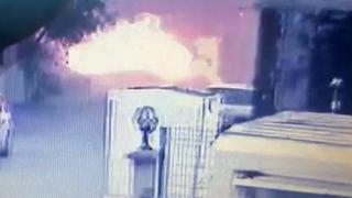 Doğal gaz sobasının patlama anı kamerada