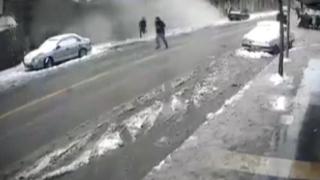 Malatya'da 7 katlı binanın yıkılma anı kamerada