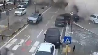 11 katlı binanın yıkılma anı güvenlik kamerasında