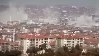 Depremde Malatya'nın üzerini toz bulutu kapladı