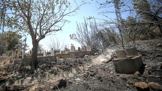 Gülnar'daki orman yangını mezarlıklara da hasar verdi