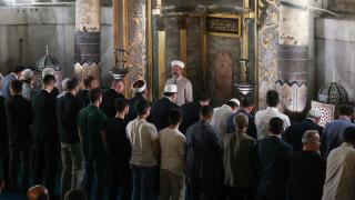 Erbaş, ibadete açılışının yıl dönümünde Ayasofya'da sabah namazı kıldırdı