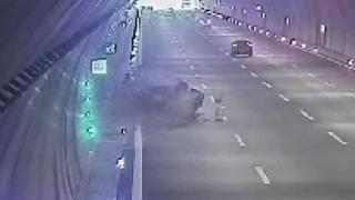Cebeci Tüneli'ndeki kaza güvenlik kamerasında